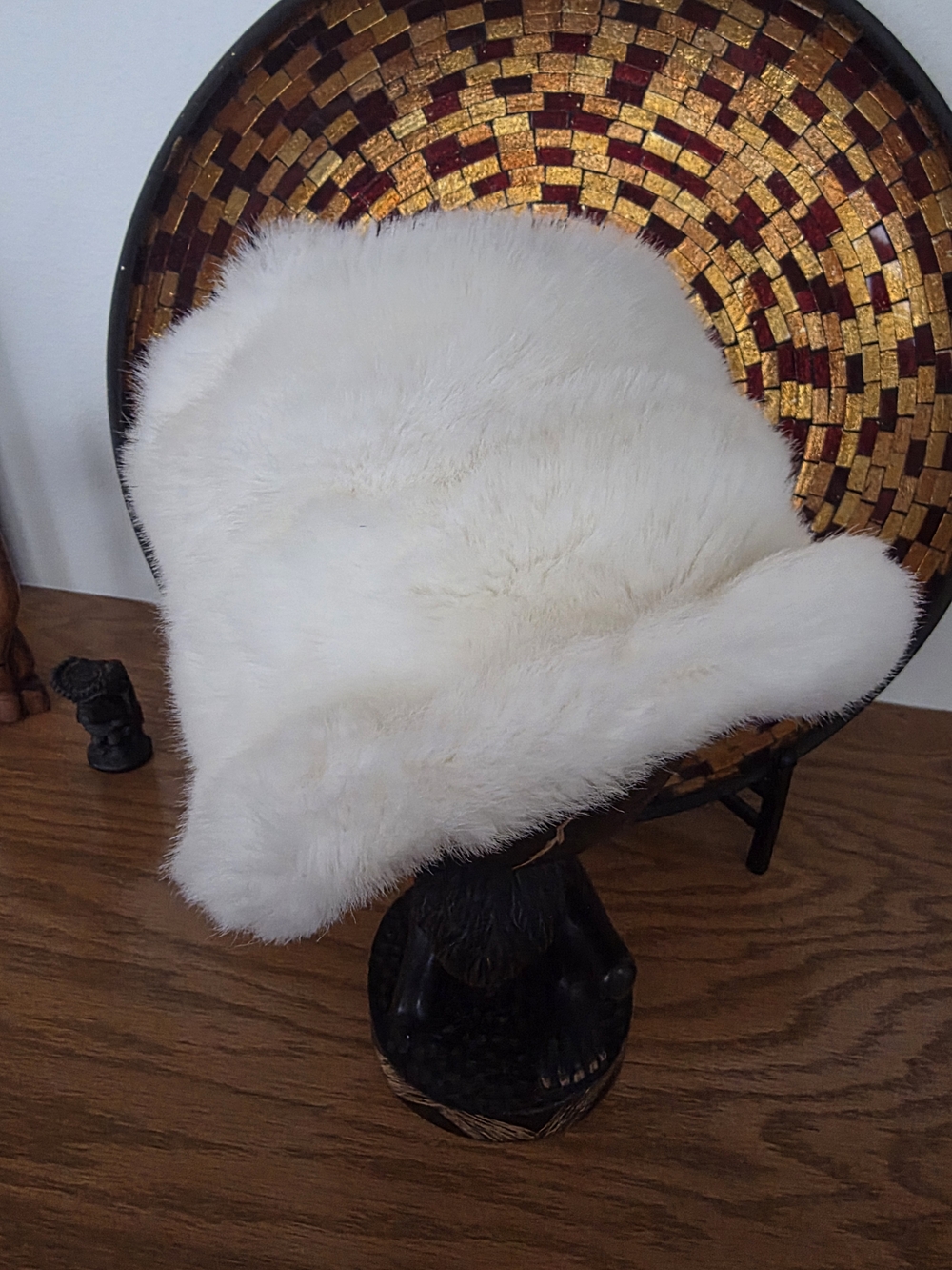 St. John Plush White Fur Hat